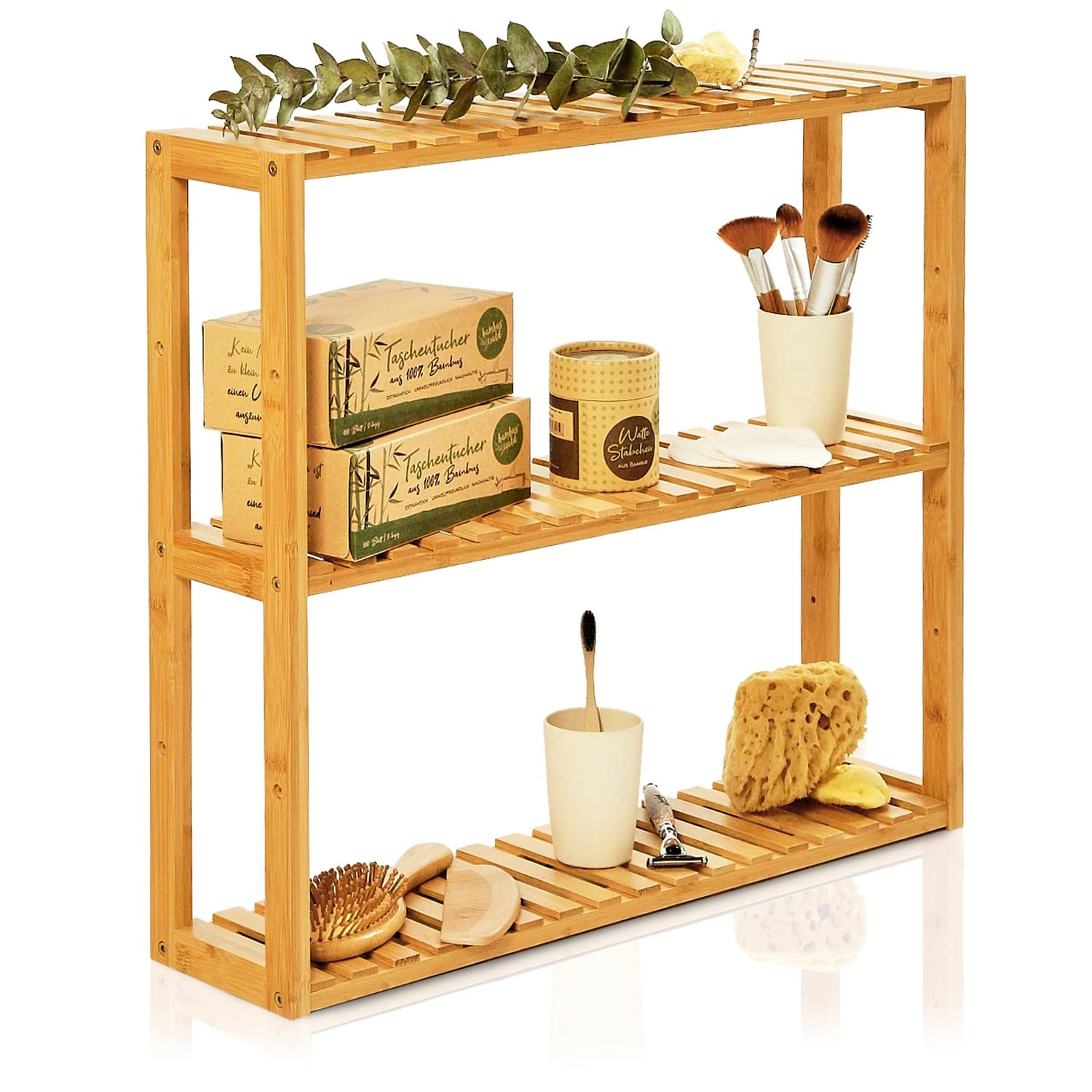 Regalablage 3 Etagen 60x54x15 Cm (BxHxT) Böden Höhenverstellbar Bambus 1 Regalablage 3 Etagen 60x54x15 Cm (BxHxT) Böden Höhenverstellbar Bambus