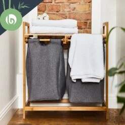 Wäschestation 2 Herausnehmbare Säcke Bambus Baumwolle -Haushaltsgeräte 10038102 yy 0006 logo