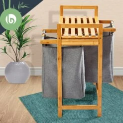 Wäschestation 2 Herausnehmbare Säcke Bambus Baumwolle -Haushaltsgeräte 10038102 yy 0007 logo