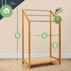 Handtuchhalter 3-fache Metallstreben 51x86x31cm Stufenenoptik Bambus -Haushaltsgeräte 10038104 yy 0007 logo