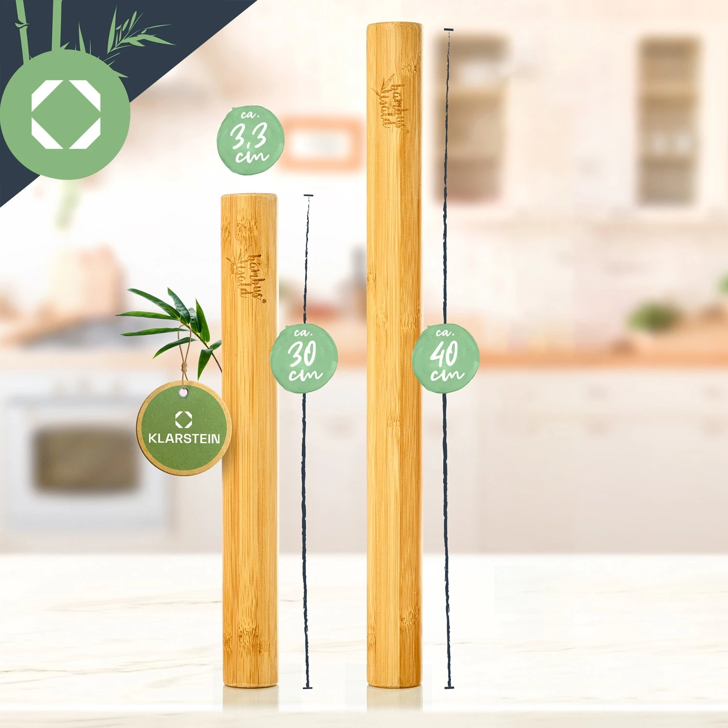 Teigroller 2er-Set 100 % Bambus 30/40 X 3,3 Cm (LxØ) Glatt Bambus 5 Teigroller 2er-Set 100 % Bambus 30/40 X 3,3 Cm (LxØ) Glatt Bambus – Bild 5