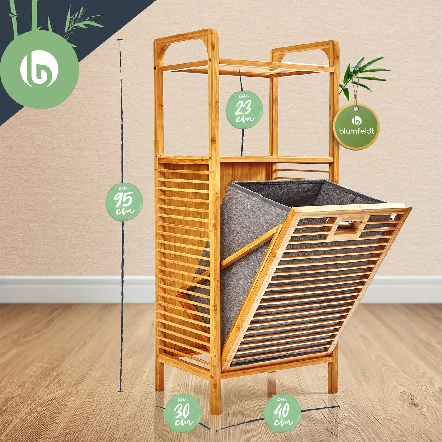 2-in-1 Standregal 2 Ablagefächer Herausnehmbarer Korb Bambus Baumwolle 8 2-in-1 Standregal 2 Ablagefächer Herausnehmbarer Korb Bambus Baumwolle – Bild 8