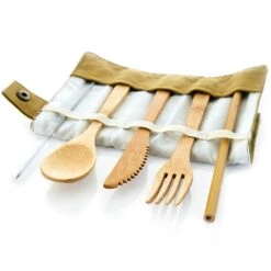 Reisebesteck In Brauner Tasche 5-teilig Zusammenrollbar Bambus -Haushaltsgeräte 10038194 yy 0003 logo