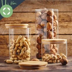 Eckiges Glas Mit Bambusdeckel Luftdicht Mit Silikonring 10x25x10 Cm 3x 2000 Ml -Haushaltsgeräte 10038255 yy 0004 logo