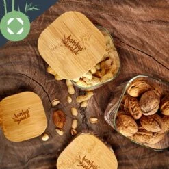 Eckiges Glas Mit Bambusdeckel Luftdicht Mit Silikonring 10x25x10 Cm 3x 2000 Ml -Haushaltsgeräte 10038255 yy 0006 logo