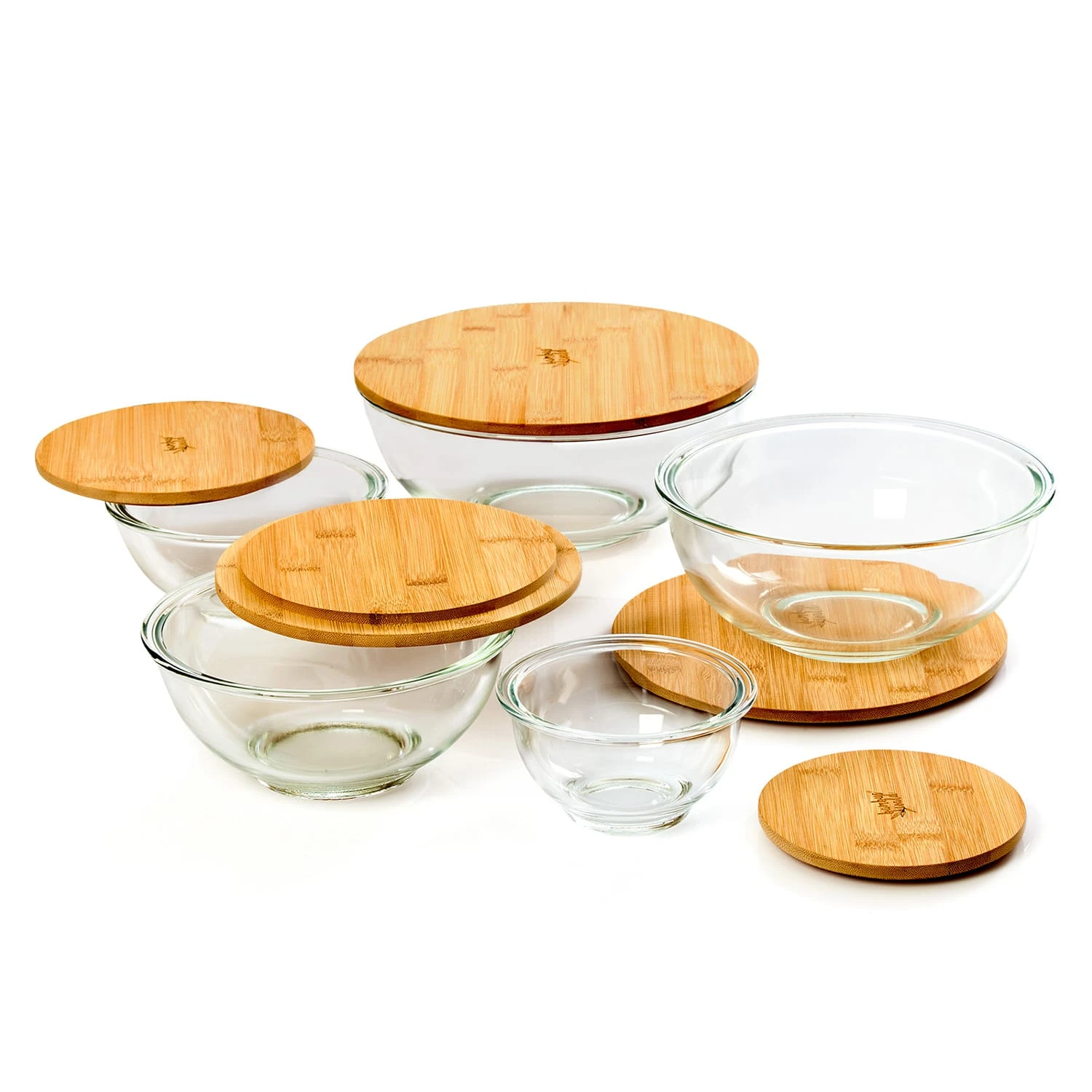 Glasschüssel 5er-Set Bambusdeckel Verschließbar BPA-frei Stapelbar 1 Glasschüssel 5er-Set Bambusdeckel Verschließbar BPA-frei Stapelbar