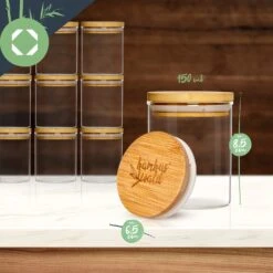 Runde Gläser Bambusdeckel 10 Stück Je 150 Ml Luftdicht -Haushaltsgeräte 10038299 yy 0008 logo
