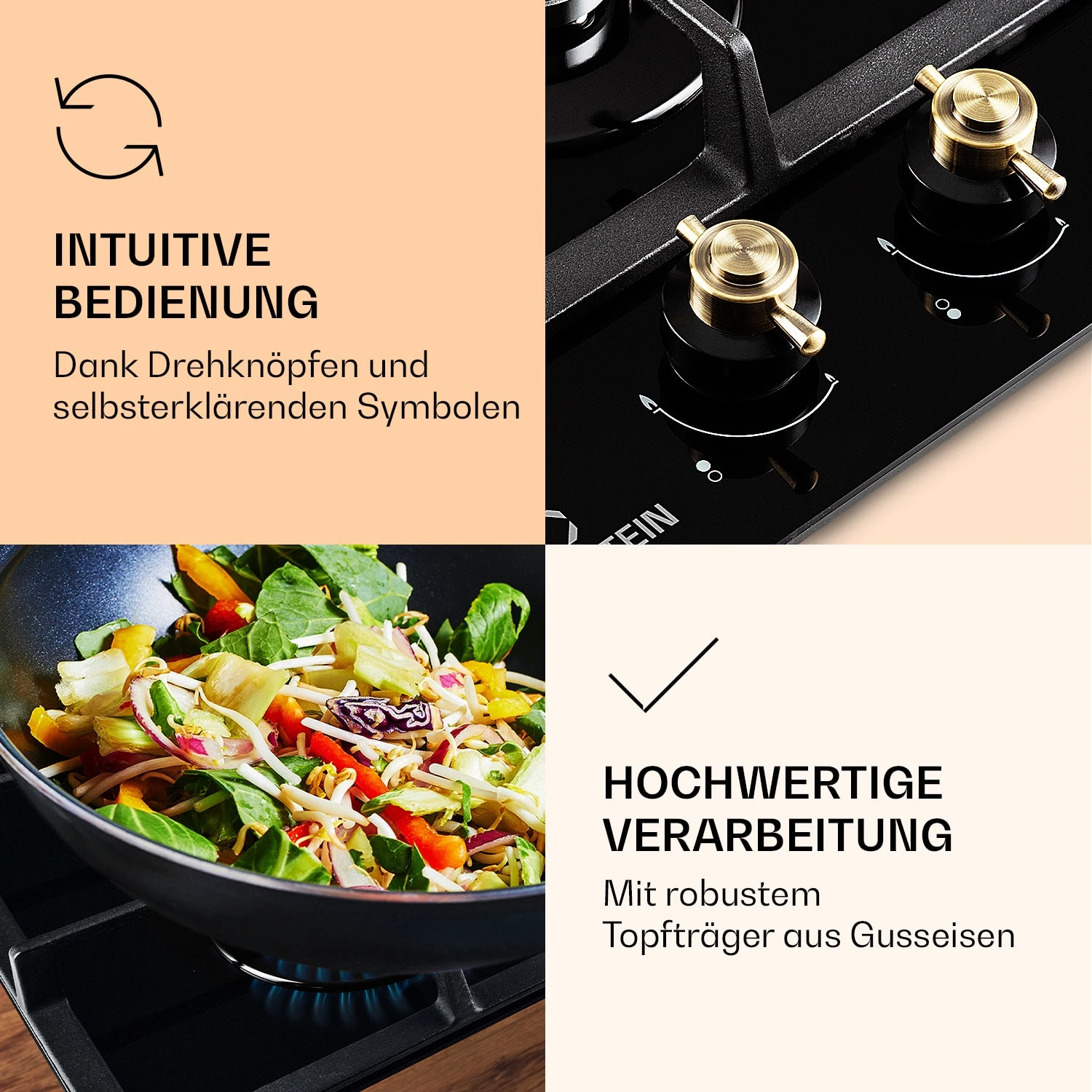 Victoria Domino Gaskochfeld 2-flammig Sabaf-Brenner Glaskeramik Retro-Look 5 Victoria Domino Gaskochfeld 2-flammig Sabaf-Brenner Glaskeramik Retro-Look – Bild 5