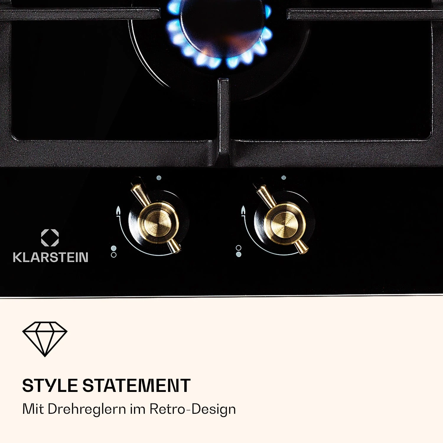 Victoria Domino Gaskochfeld 2-flammig Sabaf-Brenner Glaskeramik Retro-Look 6 Victoria Domino Gaskochfeld 2-flammig Sabaf-Brenner Glaskeramik Retro-Look – Bild 6