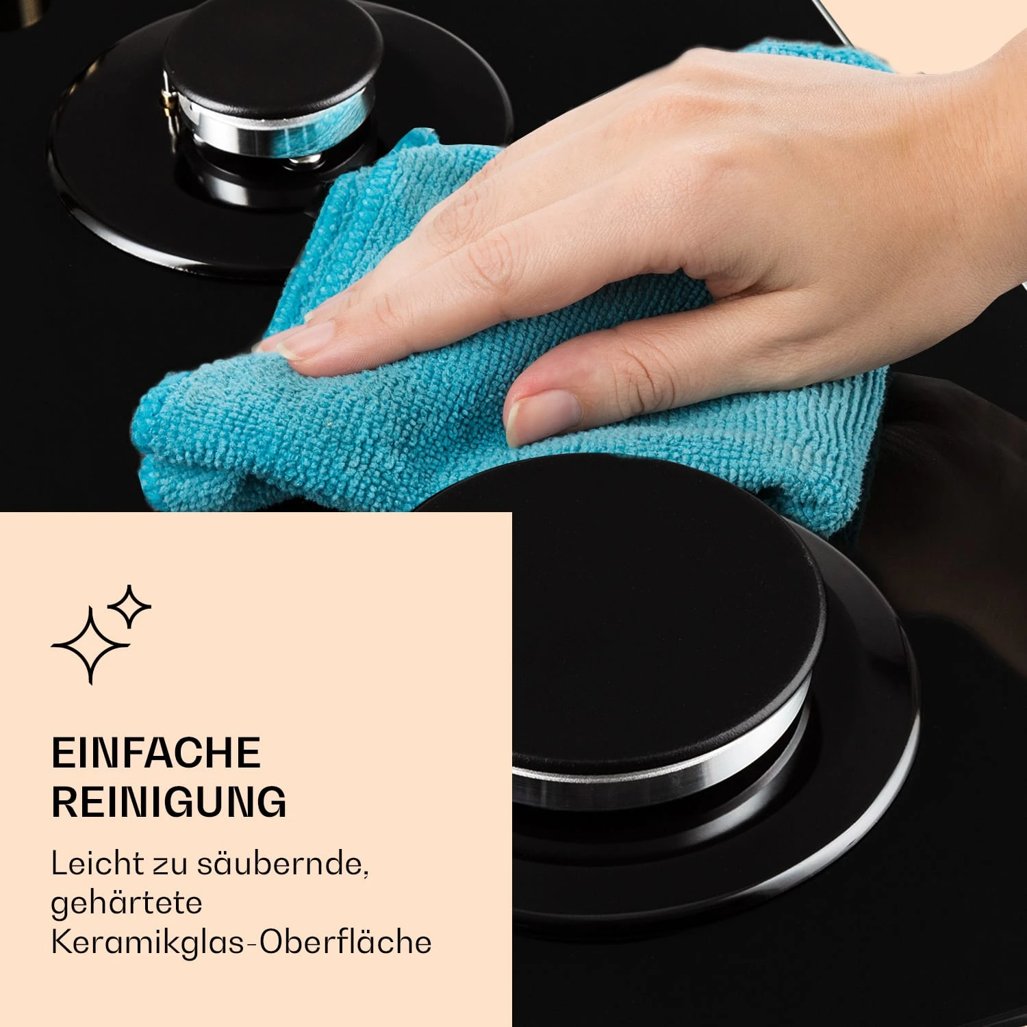 Victoria Domino Gaskochfeld 2-flammig Sabaf-Brenner Glaskeramik Retro-Look 7 Victoria Domino Gaskochfeld 2-flammig Sabaf-Brenner Glaskeramik Retro-Look – Bild 7