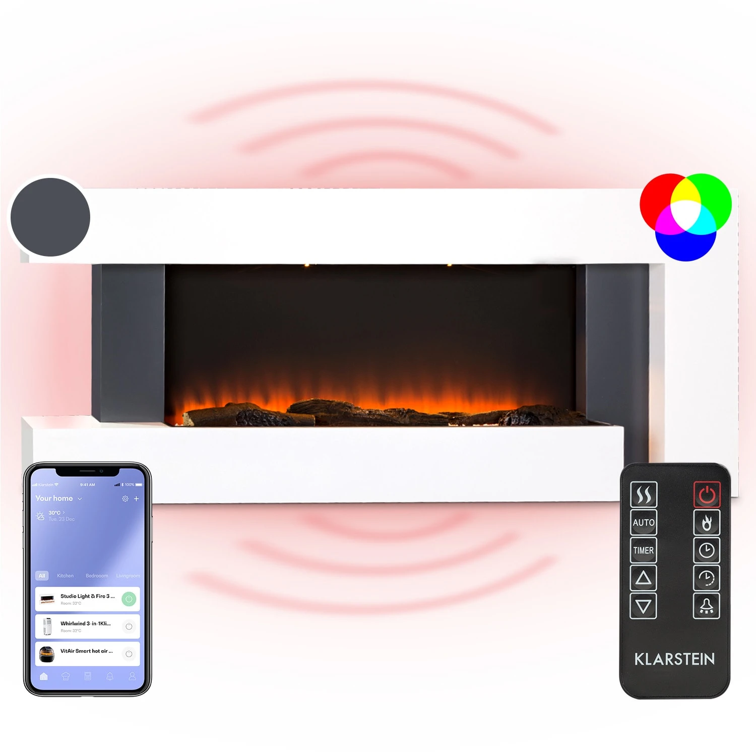 Studio Light & Fire 2 Smart Kamin 1000/2000W MDF WiFi-Steuerung 1 Studio Light & Fire 2 Smart Kamin 1000/2000W MDF WiFi-Steuerung