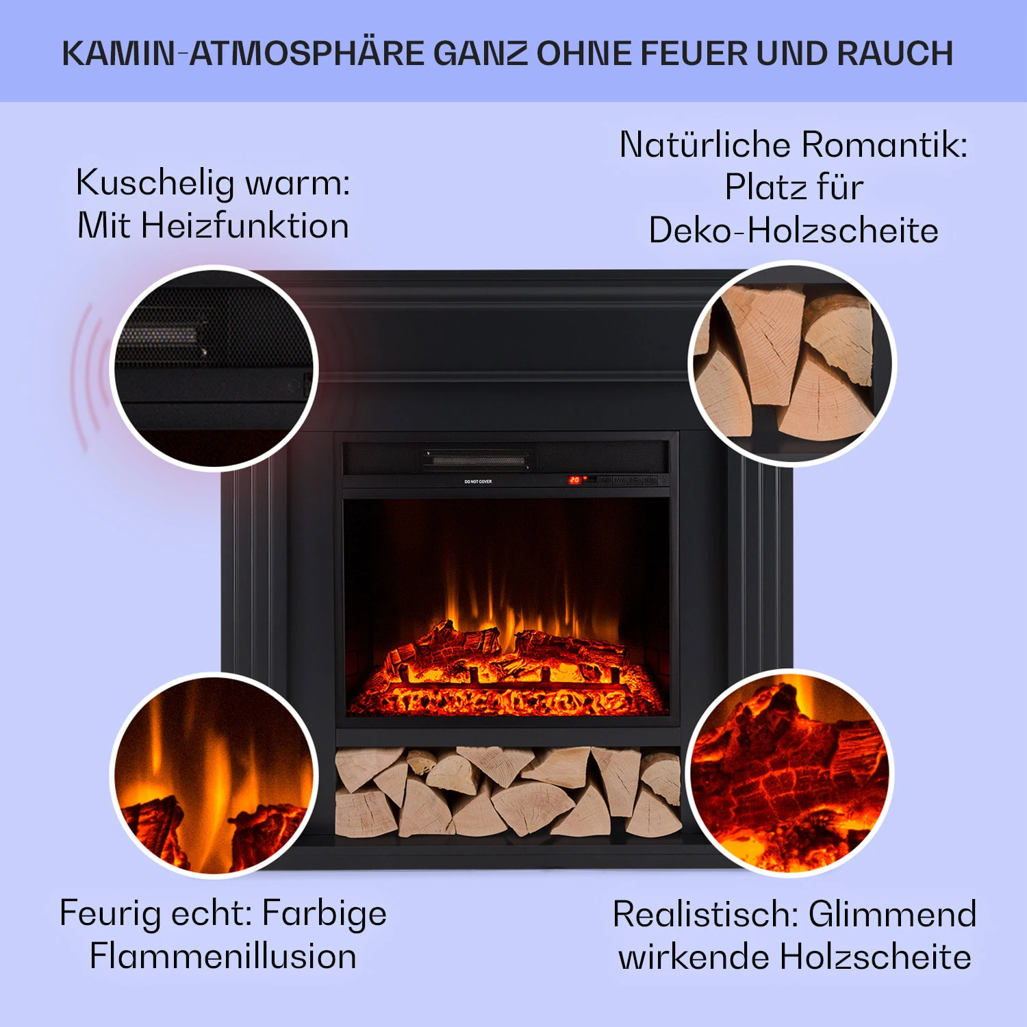 Las Pilas Elektrokamin Heizlüfter 900/1800W Wochentimer Fernbedienung 2 Las Pilas Elektrokamin Heizlüfter 900/1800W Wochentimer Fernbedienung – Bild 2