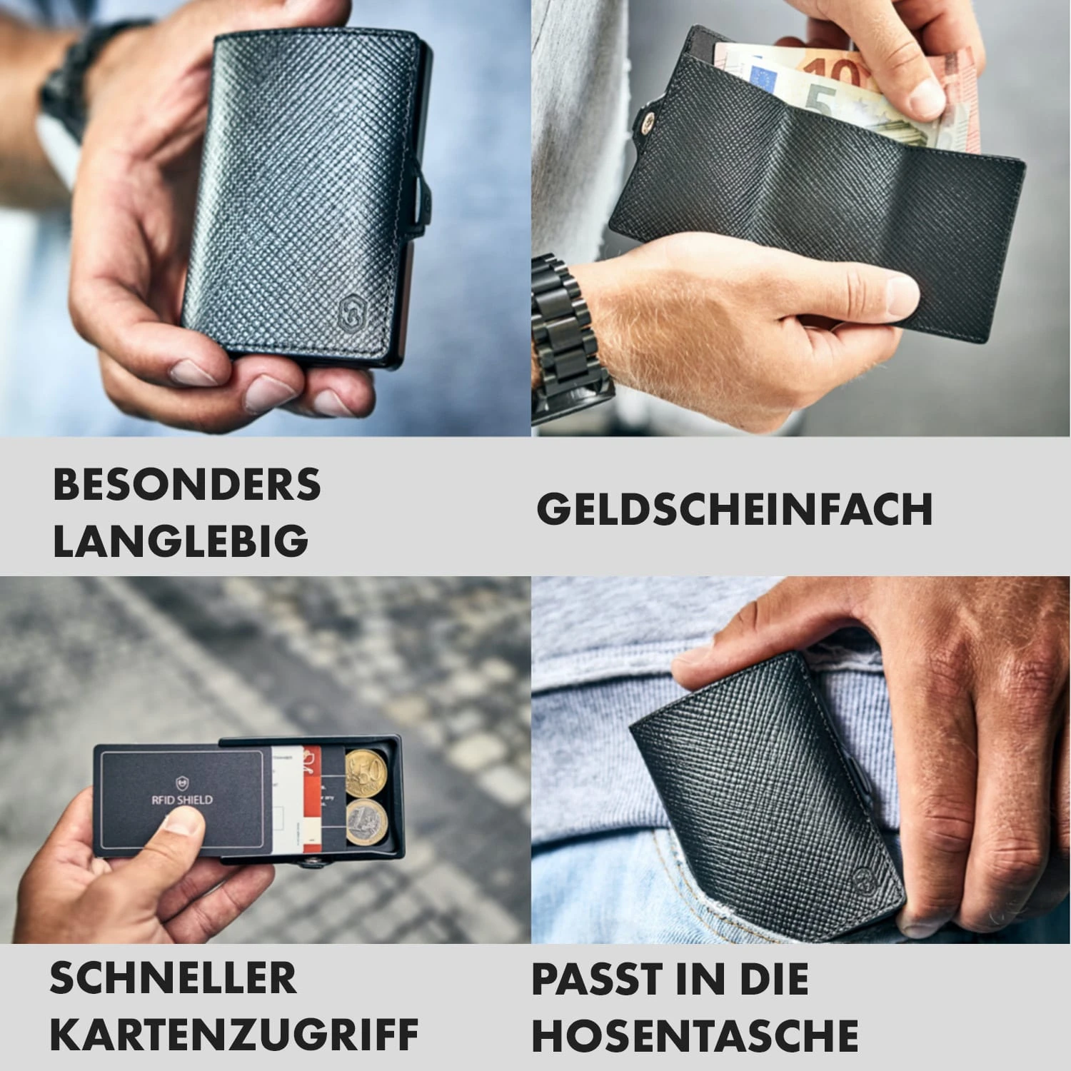 ZNAP Slim Wallet 8 Karten Münzfach 8 X 1,5 X 6 Cm (BxHxT) RFID-Schutz 2 ZNAP Slim Wallet 8 Karten Münzfach 8 X 1,5 X 6 Cm (BxHxT) RFID-Schutz – Bild 2