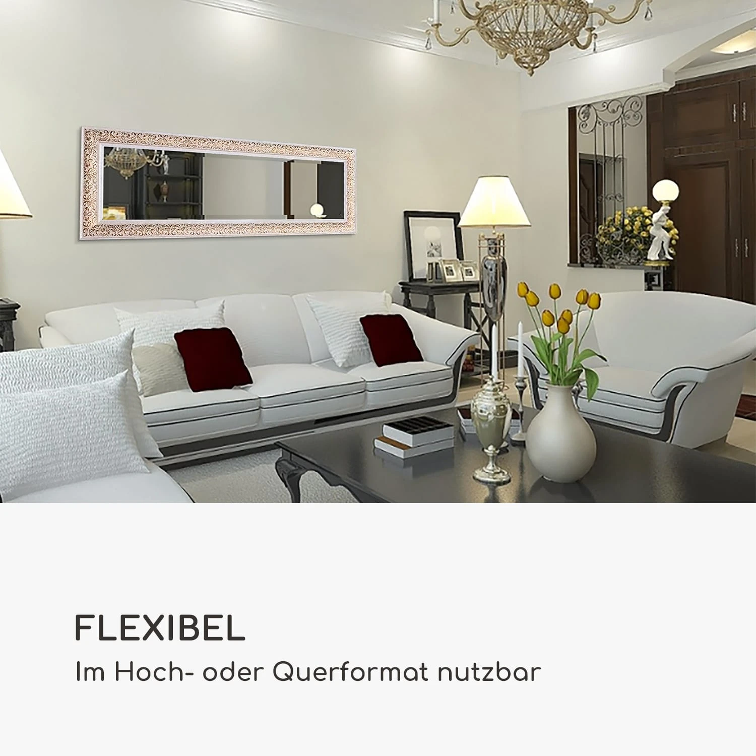 Greenford Spiegel Holzrahmen Rechteckig 130 X 45 Cm Vintage 2 Greenford Spiegel Holzrahmen Rechteckig 130 X 45 Cm Vintage – Bild 2