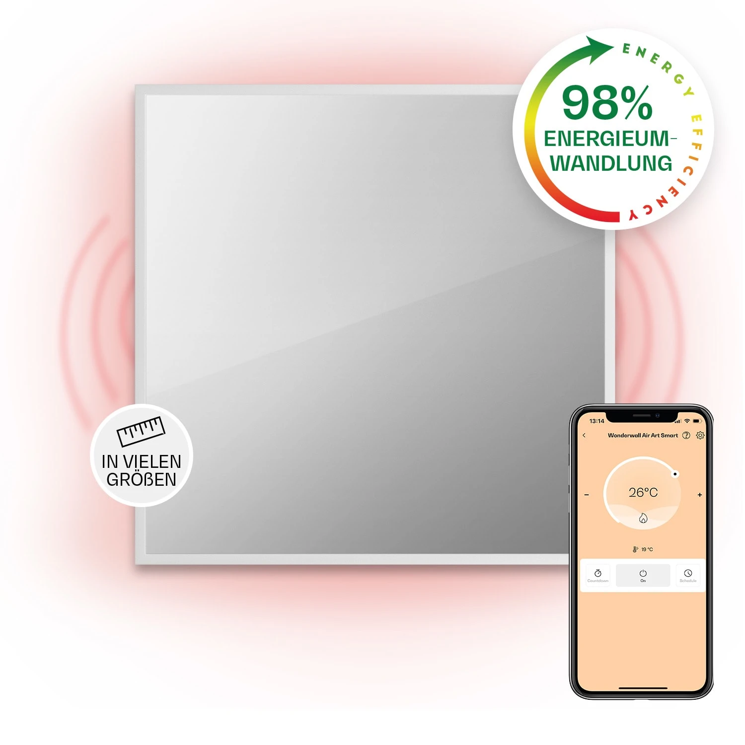 La Palma 500 Smart 2-in-1 Heizgerät Infrarot Konvektor 60x60cm 500W Spiegelfront 1 La Palma 500 Smart 2-in-1 Heizgerät Infrarot Konvektor 60x60cm 500W Spiegelfront