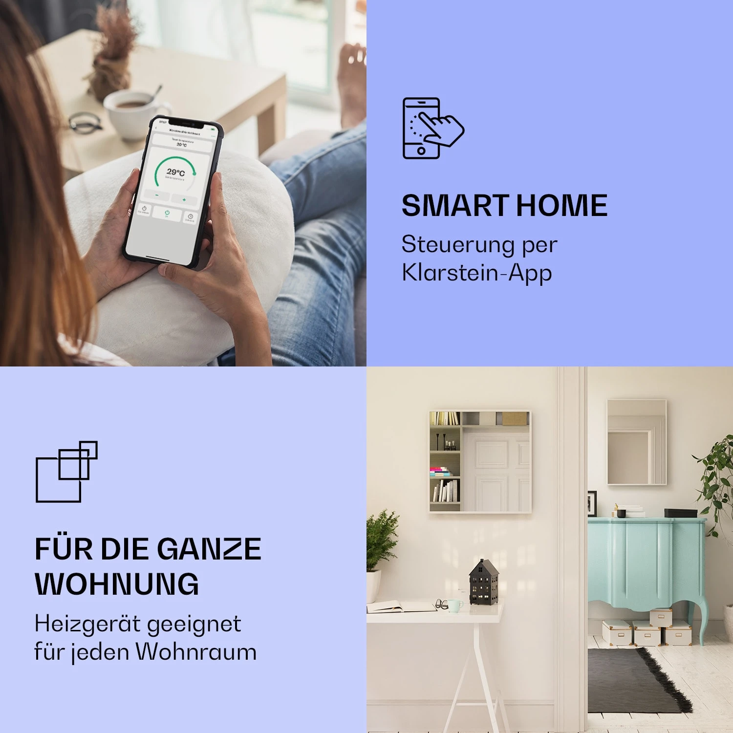 La Palma 500 Smart 2-in-1 Heizgerät Infrarot Konvektor 60x60cm 500W Spiegelfront 2 La Palma 500 Smart 2-in-1 Heizgerät Infrarot Konvektor 60x60cm 500W Spiegelfront – Bild 2