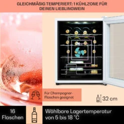 Shiraz 16 Quartz Weinkühlschrank 42l Touch-Bedienfeld 160 W 5-18 °C -Haushaltsgeräte 10039901 DE 0003 usp