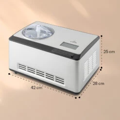 Dolce Bacio Smart Eiscremebereiter Yogurtmaker Kompressor 2 Liter WiFi Touch Edelstahl -Haushaltsgeräte 10040048 yy 0008 dimensions