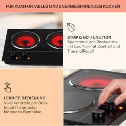 Ramsey Doppel-Kochfeld 2400W 11 Leistungsstufen Glaskeramik -Haushaltsgeräte 10040071 de 0004 usp