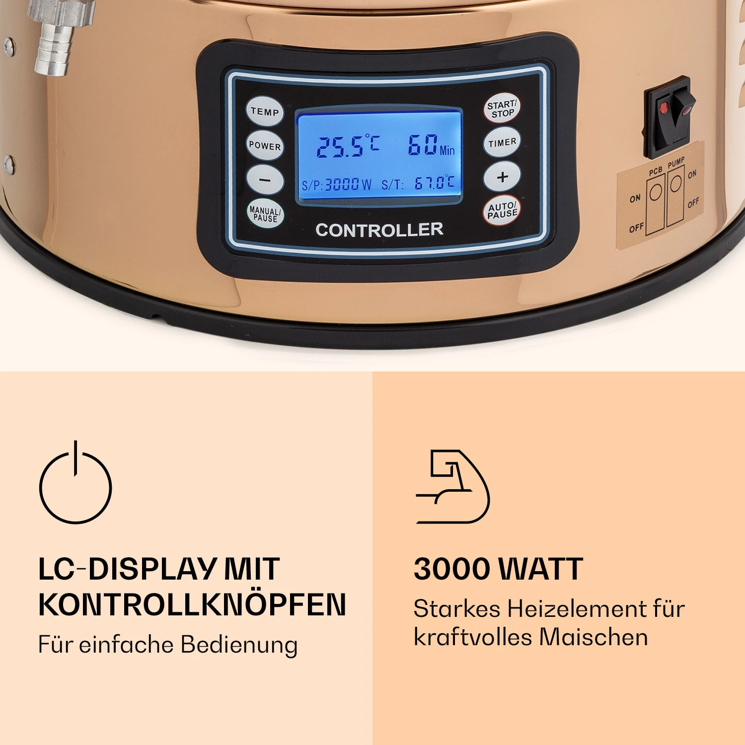 Mundschenk Maischekessel, Bierbrauanlage, 2500 W, 30 L, 9 Programme 3 Mundschenk Maischekessel, Bierbrauanlage, 2500 W, 30 L, 9 Programme – Bild 3