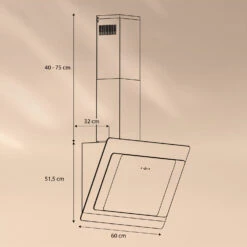 Aurora 60 Smart Dunstabzugshaube 550 M³/h 60cm Kopffrei Ambiente-Licht EEC A++ -Haushaltsgeräte 10040235 yy 0007 dimensions