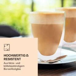 DUOS Doppelwandiges Glas | Thermoglas | 310 Ml | Trinkglas | Espressoglas, Teeglas, Shotglas | Für Heiße Und Kalte Getränke | Borosilikatglas| Hitze- Und Kältebeständig | Handgemacht | Spülmaschinenfest | Schwebe-Effekt -Haushaltsgeräte 10040372 de 0003 logo