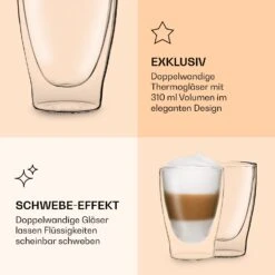 DUOS Doppelwandiges Glas | Thermoglas | 310 Ml | Trinkglas | Espressoglas, Teeglas, Shotglas | Für Heiße Und Kalte Getränke | Borosilikatglas| Hitze- Und Kältebeständig | Handgemacht | Spülmaschinenfest | Schwebe-Effekt -Haushaltsgeräte 10040372 de 0006 logo