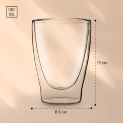 DUOS Doppelwandiges Glas | Thermoglas | 310 Ml | Trinkglas | Espressoglas, Teeglas, Shotglas | Für Heiße Und Kalte Getränke | Borosilikatglas| Hitze- Und Kältebeständig | Handgemacht | Spülmaschinenfest | Schwebe-Effekt -Haushaltsgeräte 10040372 yy 0007 logo