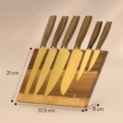 Kazuno Messerset 7 Teile Magnetischer Block PVD Titanium-Beschichtung -Haushaltsgeräte 10040726 yy 0011 dimensions