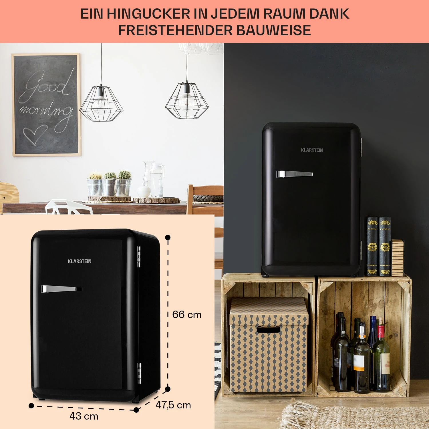 Audrey Retro-Kühlschrank 70 Liter 3 Regale 2 Türfächer Innenbeleuchtung 5 Audrey Retro-Kühlschrank 70 Liter 3 Regale 2 Türfächer Innenbeleuchtung – Bild 5