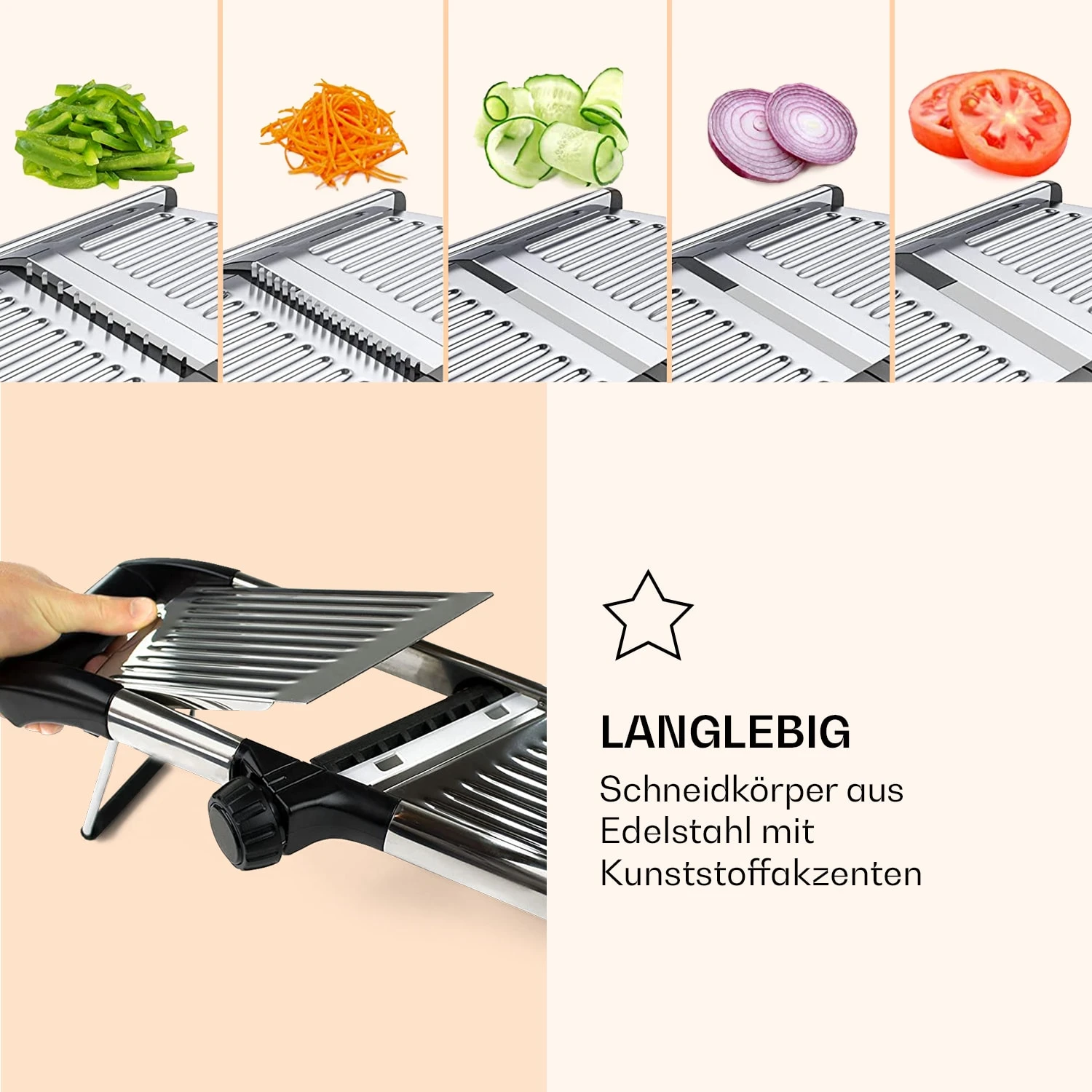 Mandoline Küchenhobel Gourmet Edelstahl 1 Bis 9 Mm Julienne-Schneider 3 Mandoline Küchenhobel Gourmet Edelstahl 1 Bis 9 Mm Julienne-Schneider – Bild 3