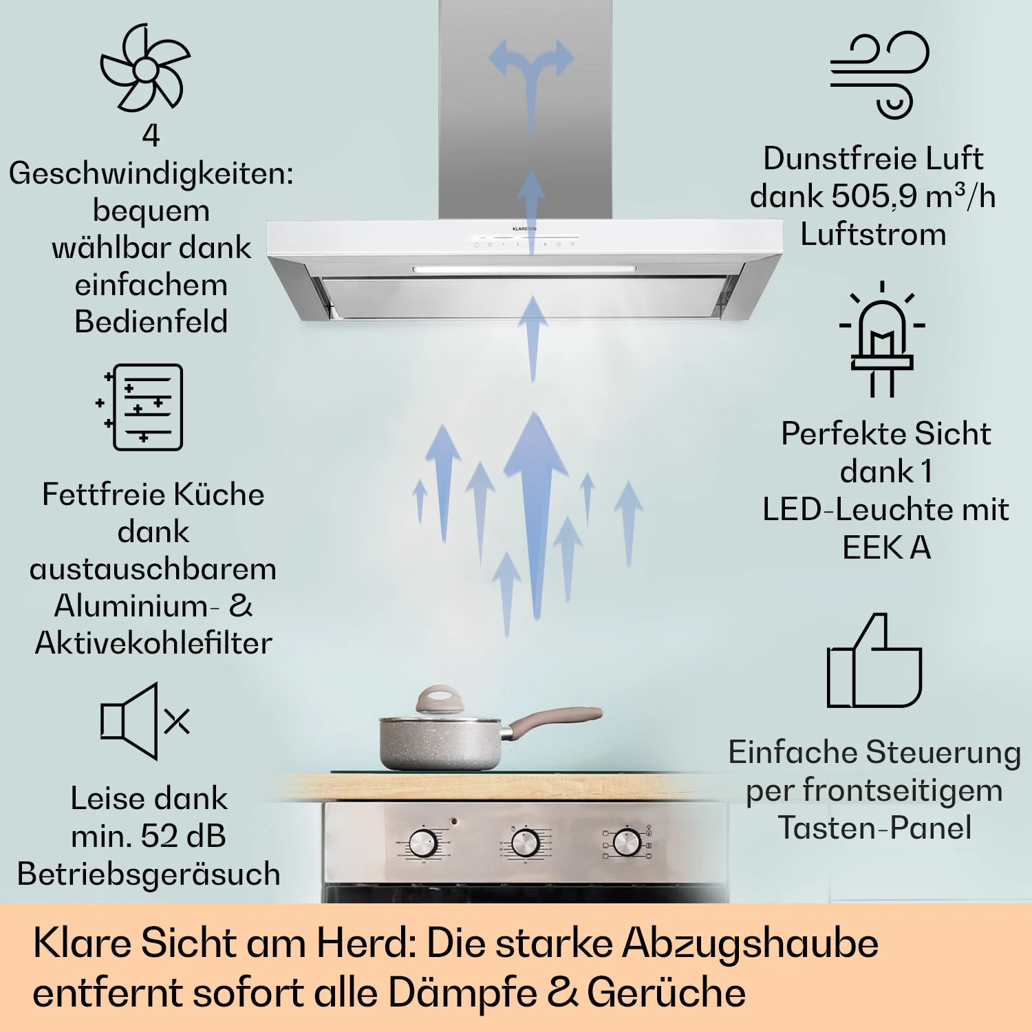 Alinea 90 Dunstabzugshaube 90cm Wandhaube WiFi A++ 500m³/h Touch 2 Alinea 90 Dunstabzugshaube 90cm Wandhaube WiFi A++ 500m³/h Touch – Bild 2