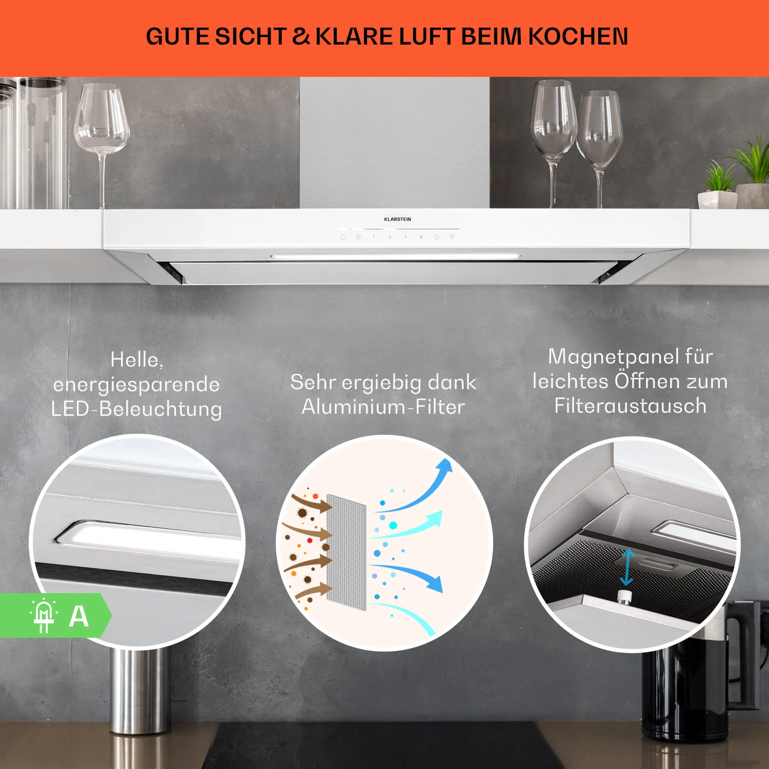 Alinea 90 Dunstabzugshaube 90cm Wandhaube WiFi A++ 500m³/h Touch 4 Alinea 90 Dunstabzugshaube 90cm Wandhaube WiFi A++ 500m³/h Touch – Bild 4