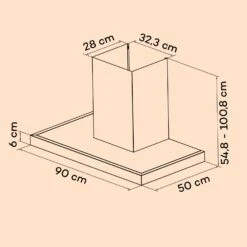 Alinea 90 Dunstabzugshaube 90cm Wandhaube WiFi A++ 500m³/h Touch 16 Alinea 90 Dunstabzugshaube 90cm Wandhaube WiFi A++ 500m³/h Touch -Haushaltsgeräte 10041174 yy 0011 dimensions