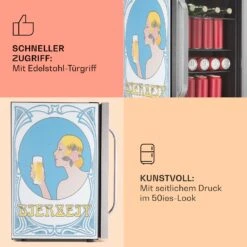 Beersafe 70 Bierzeit Edition Kühlschrank 70 Liter 3 Böden Panoramaglastür Edelstahl -Haushaltsgeräte 10041175 de 0004 usp