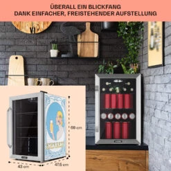 Beersafe 70 Bierzeit Edition Kühlschrank 70 Liter 3 Böden Panoramaglastür Edelstahl -Haushaltsgeräte 10041175 de 0007 usp