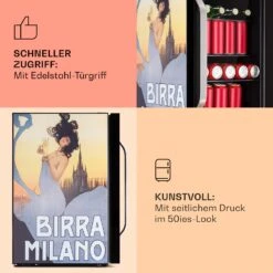 Beersafe 70 Birra Milano Edition Kühlschrank 70 Liter 3 Böden Panoramaglastür Edelstahl -Haushaltsgeräte 10041180 de 0004 usp