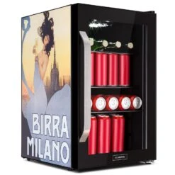 Beersafe 70 Birra Milano Edition Kühlschrank 70 Liter 3 Böden Panoramaglastür Edelstahl