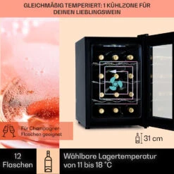 Barolo 12 Uno Weinkühlschrank 37 Ltr 12 Flaschen 11-18°C SingleZone -Haushaltsgeräte 10041205 de 0003 usp