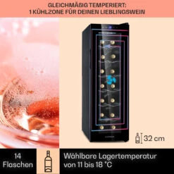 Barolo 14 Slim Uno Weinkühlschrank 46 Ltr 14 Flaschen 11-18°C SingleZone -Haushaltsgeräte 10041206 de 0003 usp