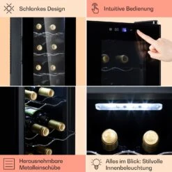 Barolo 14 Slim Uno Weinkühlschrank 46 Ltr 14 Flaschen 11-18°C SingleZone -Haushaltsgeräte 10041206 de 0005 usp