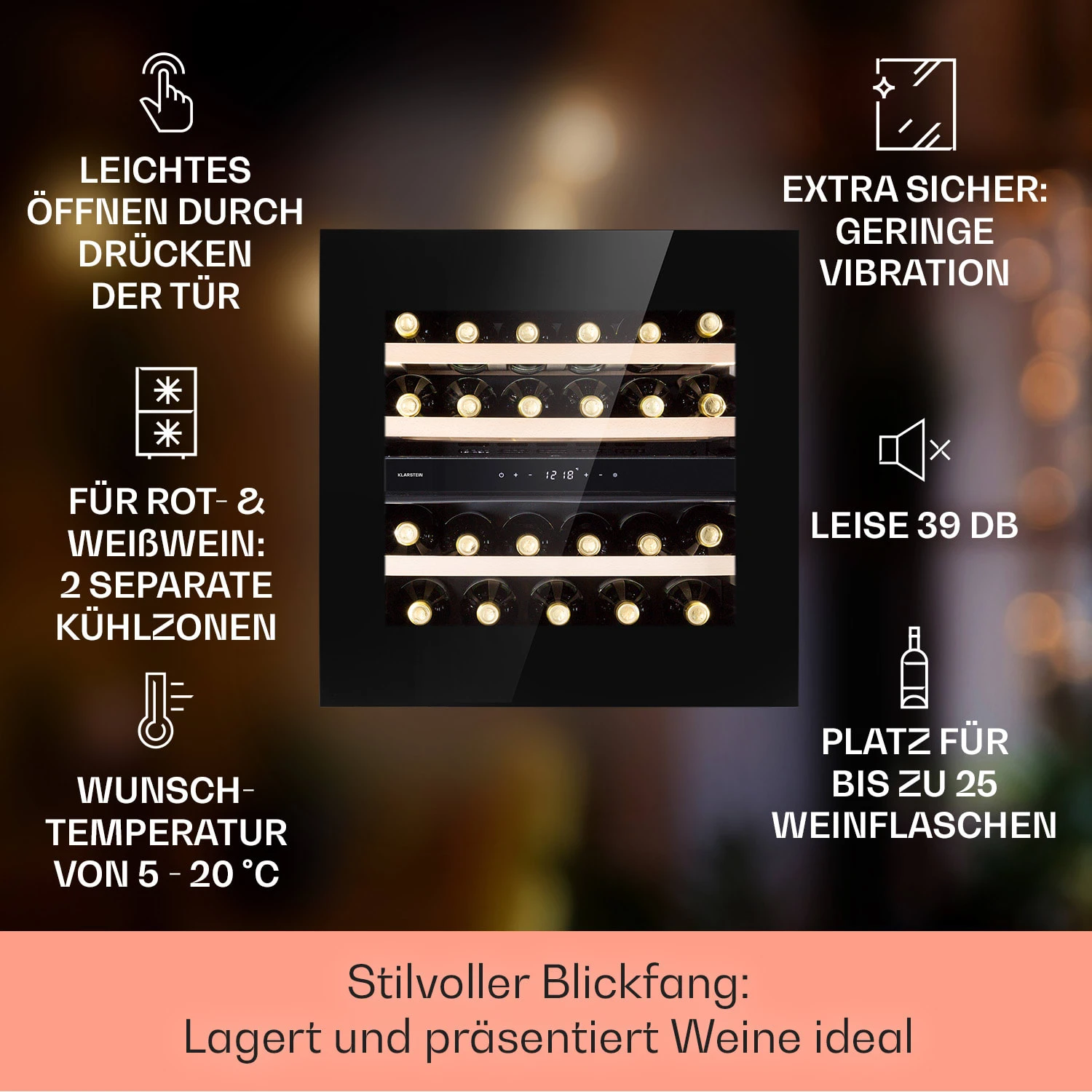 Rhône 25 Duo Weinkühlschrank Kompression 2 Zonen 75 Ltr / 25 Flaschen 2 Rhône 25 Duo Weinkühlschrank Kompression 2 Zonen 75 Ltr / 25 Flaschen – Bild 2