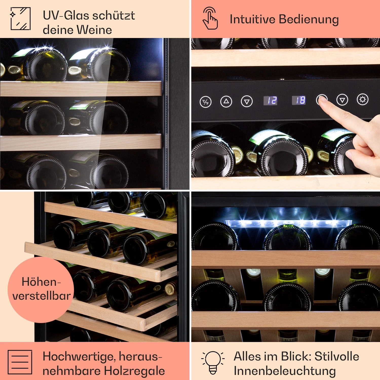 Vinamour 73 Duo Weinkühlschrank 2 Zonen 192 L/73 Flaschen 5-18°C Touch 5 Vinamour 73 Duo Weinkühlschrank 2 Zonen 192 L/73 Flaschen 5-18°C Touch – Bild 5