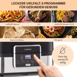 Combo Air Grill-Heißluftfritteuse 5 Programme 1500 Watt 4,5 L Grillkorb 2,5 L Frittierkorb -Haushaltsgeräte 10041330 de 0003 usp