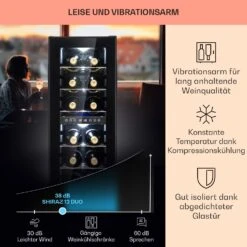 Shiraz 12 Duo Weinkühlschrank 2 Zonen 42L/12 Flaschen 5-12 / 12-18 °C Touch -Haushaltsgeräte 10041361 de 0004 usp