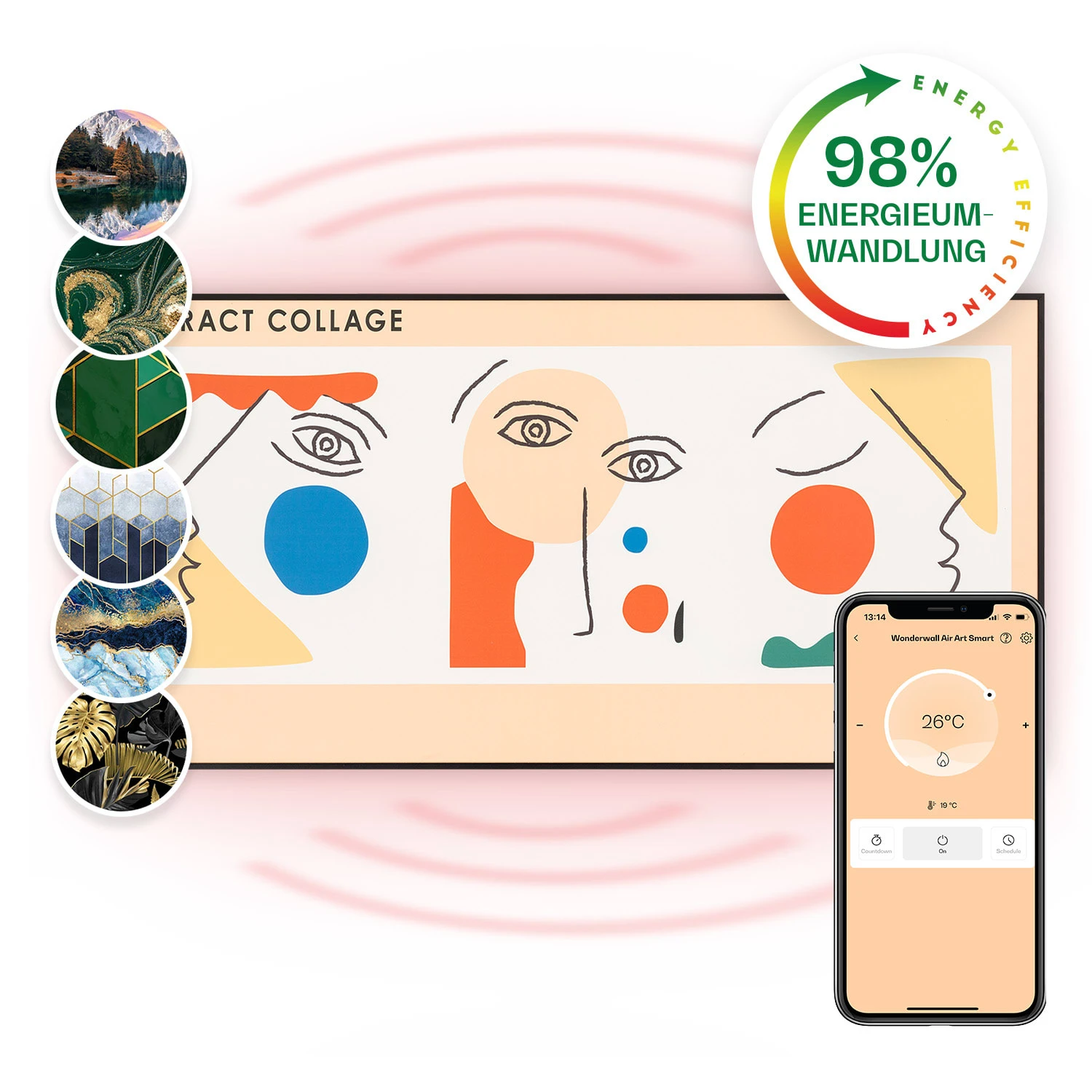 Wonderwall Air Art Smart Infrarotheizung 60x120 Cm 700W Wandinstallation App-Steuerung Abstrakt 1 Wonderwall Air Art Smart Infrarotheizung 60x120 Cm 700W Wandinstallation App-Steuerung Abstrakt