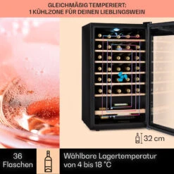 Vinamour 32 Uno Weinkühlschrank 1 Zone 95 L / 36 Flaschen 4-18°C Touch -Haushaltsgeräte 10041393 de 0003 usp