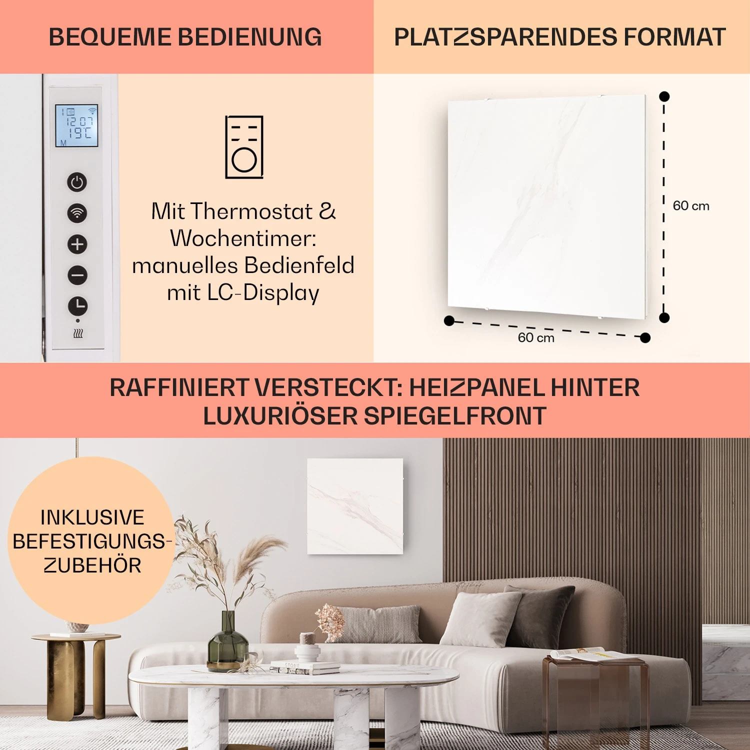 Wonderwall Santorini Smart Infrarot-Heizung 60x60cm 500W Timer IP24 6 Wonderwall Santorini Smart Infrarot-Heizung 60x60cm 500W Timer IP24 – Bild 6