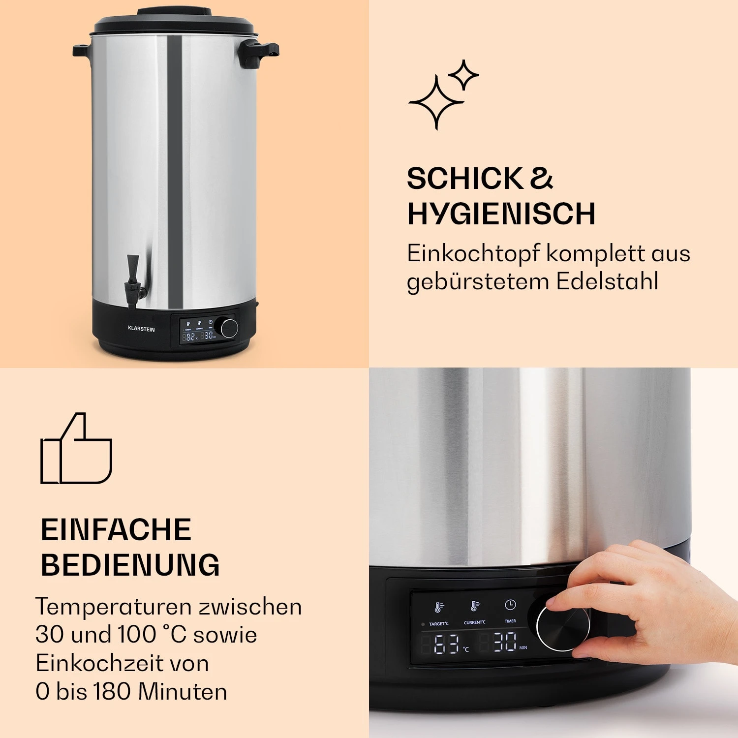 Abbey 60 Einkochautomat Getränkespender 60L 100°C 180min Edelstahl 4 Abbey 60 Einkochautomat Getränkespender 60L 100°C 180min Edelstahl – Bild 4