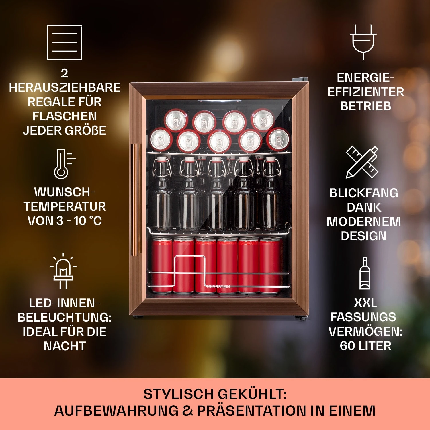 Beersafe XL Kühlschrank 60 Liter 2 Böden Doppelt Isolierte Panoramaglastür Edelstahl 2 Beersafe XL Kühlschrank 60 Liter 2 Böden Doppelt Isolierte Panoramaglastür Edelstahl – Bild 2